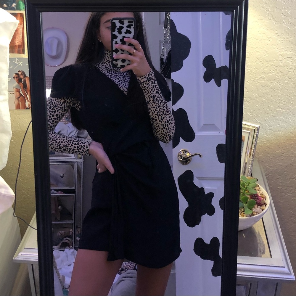 brandy melville black tie up dress